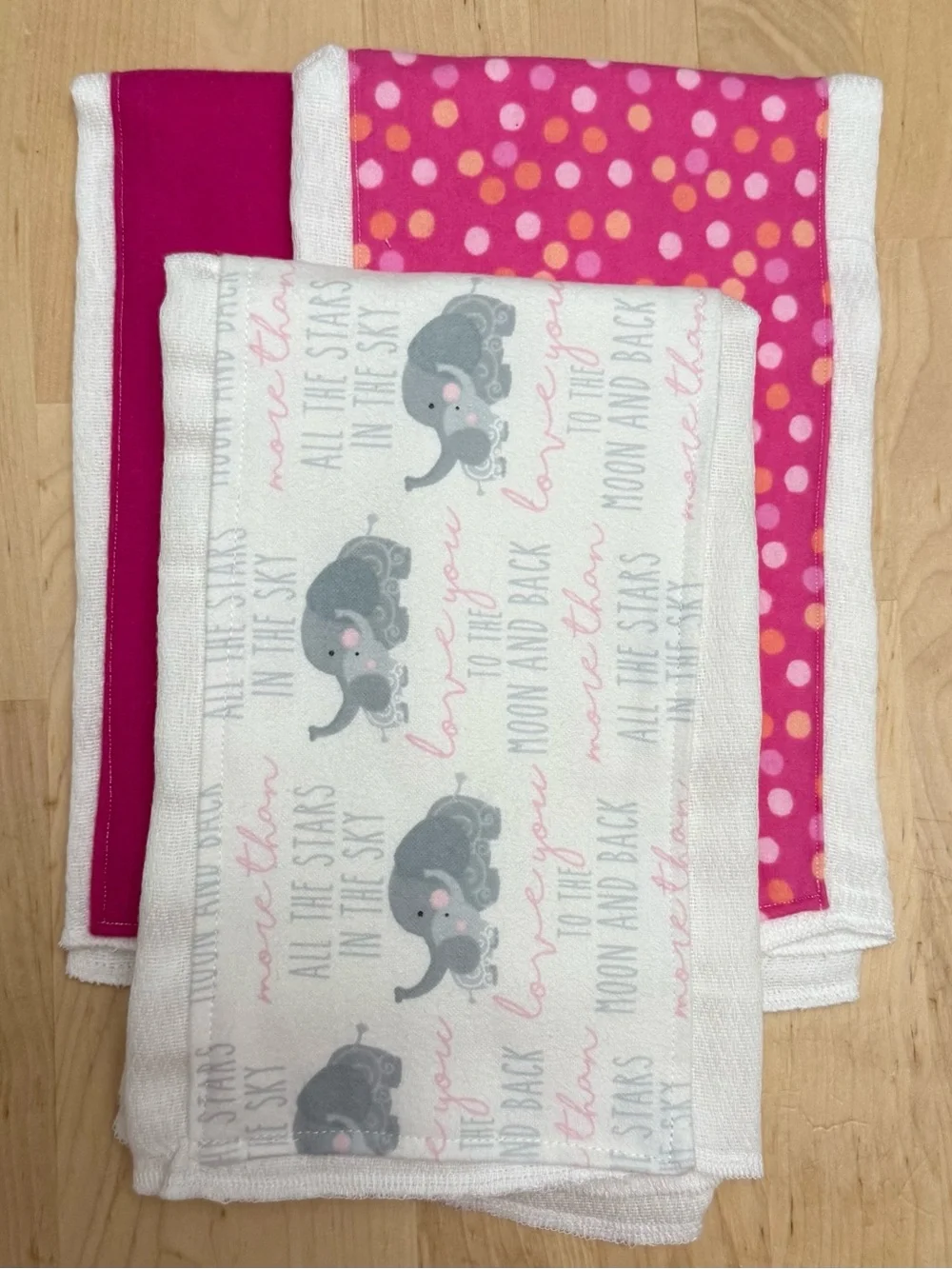 Handmade Baby Burp Cloths - Set of 3